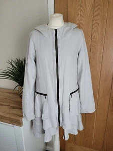 Olars Ulla Sweden Grey Linen Grey Light Jacket Coat Zip Up Size Small Lagen - Picture 1 of 16