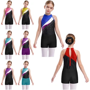 Kids Girls Set Two Piece Leotard Fitness Bodysuit Yoga Jumpsuit Ballet Outfit - Picture 1 of 70