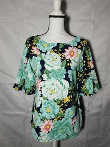 Charter Club Womens blouse Summer Escape Intrpd Blue Com Size Medium  - Picture 1 of 7