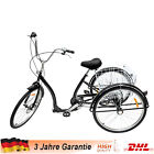 26 Zoll 6 Gang Tricycle 3 Rder Bike Erwachsene Cruise Dreirad mit Korb Schwarz