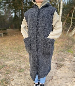 LANG Wollweste Damen Weste SCHWARZ Größe S-XXXL 100% WOLLE Lammwolle MERINO - Bild 1 von 41