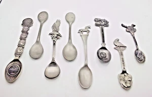 8 Lot of Vintage Souvenir Collector Small Spoons Variety Pewter - Picture 1 of 23