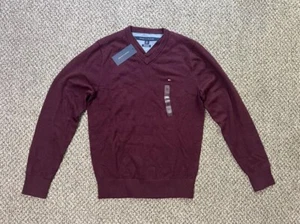 Suéter Tommy Hilfiger Para Hombres Claret Cuello en V Algodón Pima Cachemira XS NUEVO CON ETIQUETAS - Imagen 1 de 3