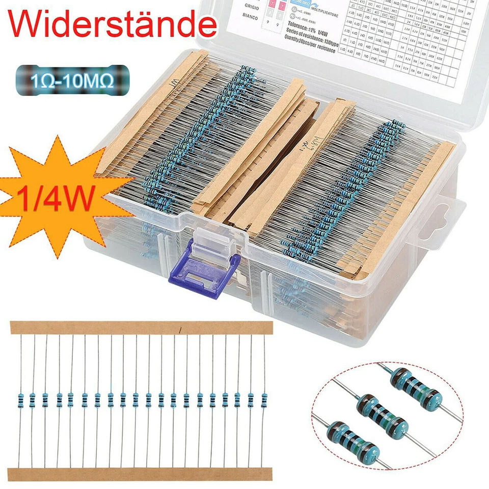 2600stk Widerstände Resistor Metallfilm 1/4W Widerstand 1Ω-10MΩ Sortiment Set - Bild 1 von 4