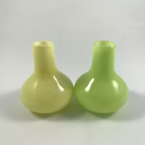IKEA Sueco Arte Vidrio Barbro Wesslander 2 Jarrones - Pia Amsell Amarillo y Verde - Imagen 1 de 9