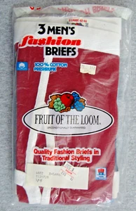 1984 Fruit of the Loom 100% Cotton Red Navy Blue Briefs Mens XL 42-44 NEW 3 Pack - Picture 1 of 9