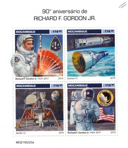 RICHARD F. GORDON Jr. NASA APOLLO 12 Astronaut Space Stamp Sheet 2019 Mozambique - Picture 1 of 1