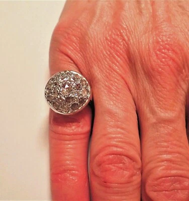 Bague or pavage diamants taille "rose"  or 18 carats - Photo 1/4