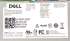 0033VT - OEM  Dell Inspiron 3470 Model:G200NT-00 200W Power Supply  033VT - Picture 1 of 3