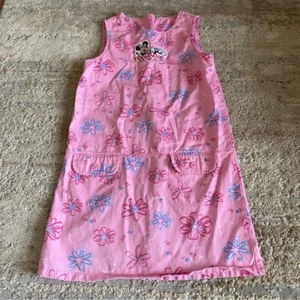 Disney Store Vintage 90s Rare Pink Cotton Floral Dress Minnie Embroidered: Med - Picture 1 of 9