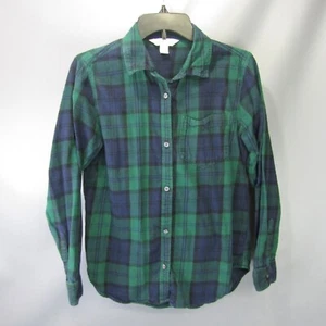 Camisa Old Navy The Classic para mujer talla M a cuadros negra reloj franela mediana - Imagen 1 de 8