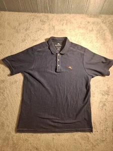 Tommy Bahama Supima Polo Shirt Mens M Blue Cotton Blend Short Sleeve Logo - Picture 1 of 9