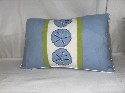 Декоративная подушка пляж песок доллар светло-синий зеленый белый перо вниз 17 x 12 - Изображение 1 из 4