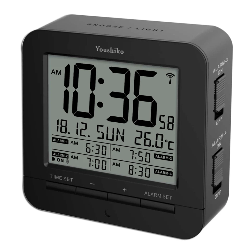 Radio Controlled  4 x Times Alarm Clock  ( Offical UK version ) with Back Light  - Image 1 of 4