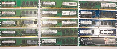 Lot of 15 1GB DDR 2 Desktop RAM Mixed Brands. ALL TESTED. ALL WORK. - Image 1 of 4