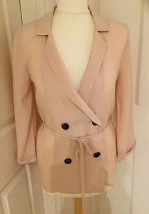 URBAN OUTFITTERS Pink Soft Blazer XS Viscose Belt Blouse Shirt Jacket Shacket UO - Picture 1 of 12