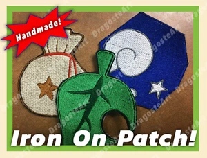Animal Crossing New Horizons Leaf Fossil Bells Bag Iron On Patches - US SELLER - Picture 1 of 4