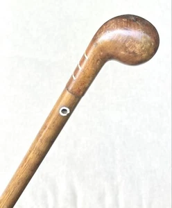 Vintage Antique 1800’ Bone Inserts Hardwood Swagger Knob Walking Stick Cane - Picture 1 of 7