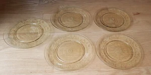 5 Cameo Ballerina Yellow Depression Glass Dinner Plates Anchor Hocking 9 1/4" - Picture 1 of 10