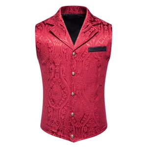 New Medieval Floral Retro Vest Sleeveless Printing Single Breasted Formal Vests - Picture 1 of 27