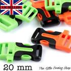 2 x Side Release Plastic Buckles with WHISTLE For Webbing Straps 20mm Wide