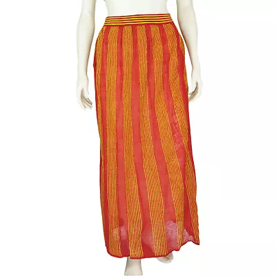 STEFANEL Striped Linen Long Skirt w/ Tags, Red, Size S - Image 1 of 3
