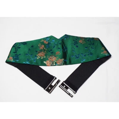 Cintura Corsetto Obi Retro Etnico In Satin Di Seta Finta Elastico - Immagine 1 di 4