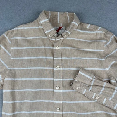 Best Made Co Shirt Mens Large Tan Striped Blend Preppy Button Down Linen Preppy - Image 1 of 4