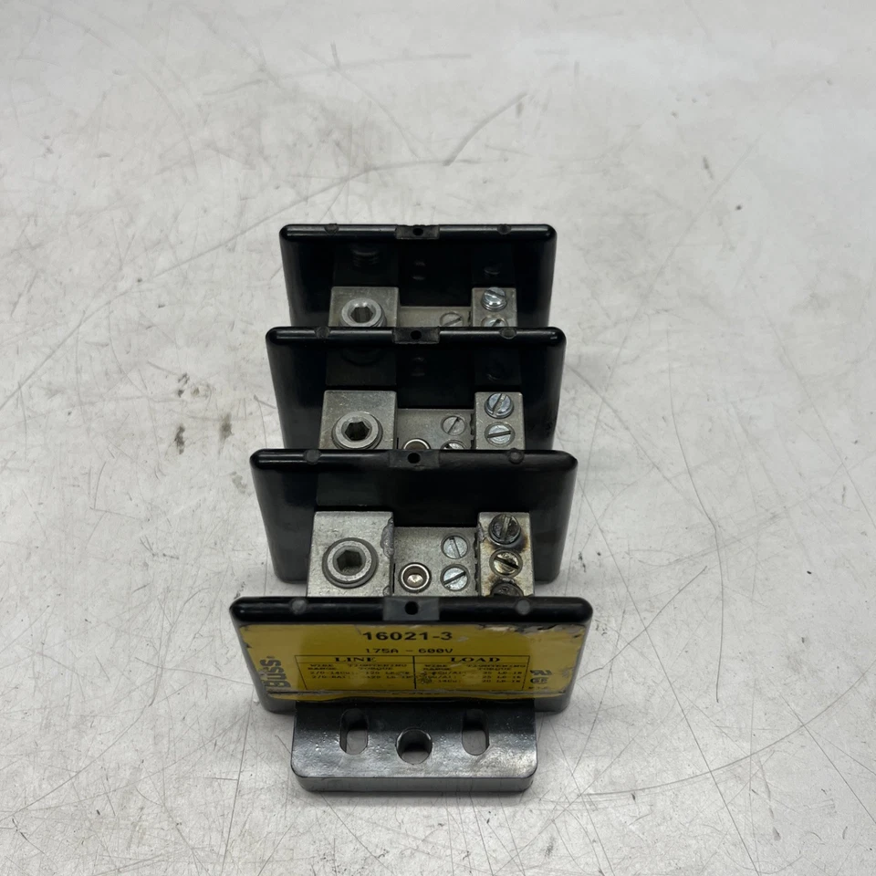 BUSSMANN 16021-3 Power Distr Block,Al/Cu,600V AC/DC 4XK14 - Image 1 of 4