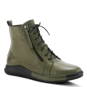 Spring Step Women’s Yaple, Olive Green Leather Zip Booties, Size 9 1/2-10/EU 41 - Picture 1 of 14