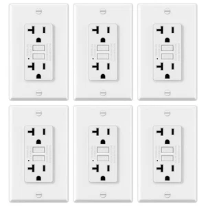6 Pack GFCI Outlets 20 Amp, Non-Tamper Resistant, Decor GFI Receptacles with ... - Picture 1 of 7