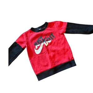 Nike Toddler Just Do It Sweatshirt Red Black Size 4 XS Pullover - Picture 1 of 3