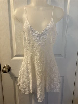 Hanky Panky Vintage Marfim Renda Chemise Mini Vestido Lingerie Feminino Médio Fada - Imagem 1 de 4