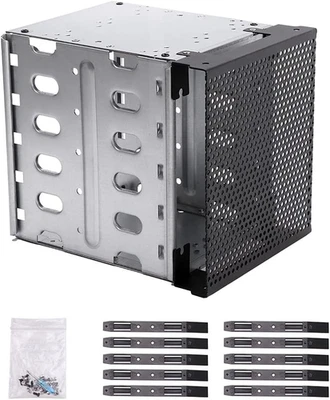 Stainless Steel Hard Drive Cage, 5.25" to 5X 3.5" SAS SATA HDD Cage for Computer - Image 1 of 4