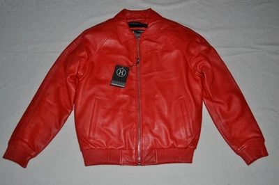HUDSON OUTERWEAR REAL LEATHER BOMBER JACKET RED REMOVABLE LINING MENS  NEW - Image 1 of 4