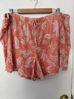 Usado en excelente estado! Pantalones Cortos Para Mujer SONOMA Tropicales para Dormir/Salón - Talla 2X Coral/Blanco Foto 1 de 4