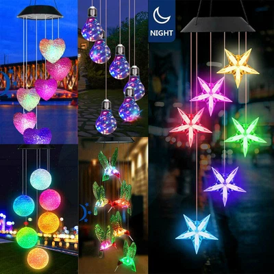 Solar Wind Chimes Lights LED Garden Outdoor Color Changing Hanging Waterproof US - Image 1 of 4
