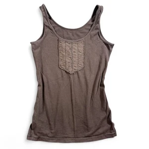 Camiseta sin mangas Y2K con tirantes de esmoquin cami para mujer L acanalada ajustada elástica marrón ASO ALT Elena - Imagen 1 de 9