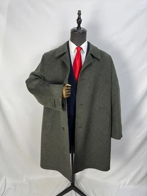 Vintage Men Coat Loden Frey München Wool Mohair dark Green Grey Overcoat 48L 50L - Image 1 of 4