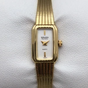 Vtg Gruen Precision Watch Women 11mm Gold Tone White Dial New Battery 5.75" - Picture 1 of 14