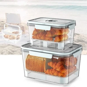 Bread Box Airtight for Kitchen Storage Container 2 pcs Food Storage with Lid - Picture 1 of 9