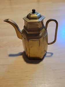 Vintage Teekanne massiv Messing Unikat mit Deckel schwer, gebraucht - Bild 1 von 8