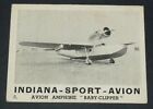 RARE CARD INDIANA SPORT - AVION 1935 AVION AMPHIBIE BABY-CLIPPER PAN-AMERICAN