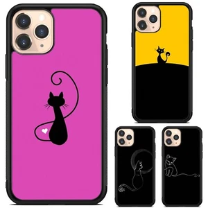 Deluxe Case For iPhone SE4 16E 12 13 14 15 16 Pro Max Design Outline Cat Pattern - Picture 1 of 25