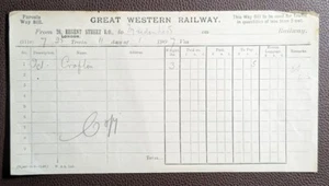1907 Great Western Railway Regent Street London Maidenhead Way Bill - Picture 1 of 1
