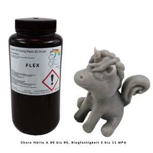 FLEX Resin Grau 1kg UV Harz Hohe Präzision f. SLA DLP 3D Drucker (29,99 EUR/kg) - Bild 1 von 3