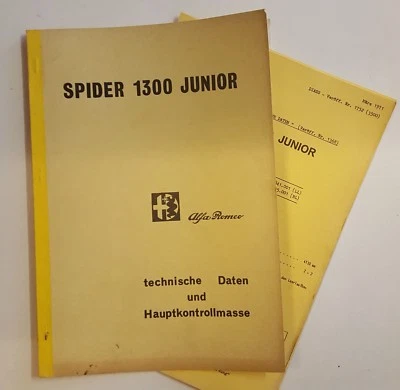 Dati Tecnici/Tecnico Specifications Alfa Romeo Ragno 1300 Junior - Immagine 1 di 2