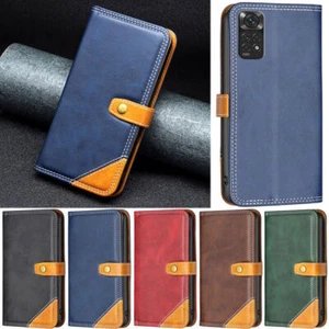 Splice Leather Card Wallet Phone Case For Xiaomi Redmi 9A 9C 10A 10C Note 10 5G - Picture 1 of 52