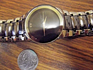 Large Unbranded BLACK Dial/Face Mens Silver Plated Watch - Keeps Perfect Time - Picture 1 of 8