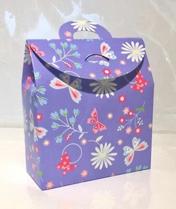 NUEVAS Bolsas Caja de Regalo PÚRPURA X 10, Embalaje Plano. *Patrón/fabuloso floral y mariposa* - Imagen 1 de 2